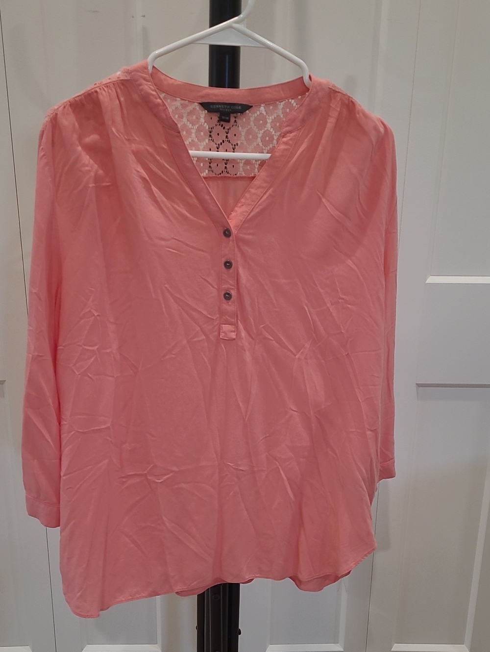 Kenneth Cole Coral Lace-Back Henley Tunic
